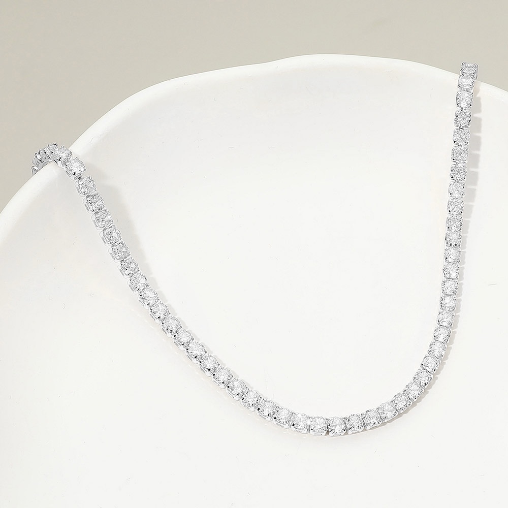 Elegant Silver Tennis Necklace